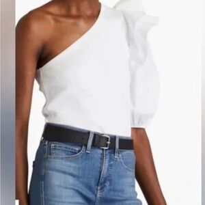 Veronica Beard Diantha White One-Shoulder Top XS